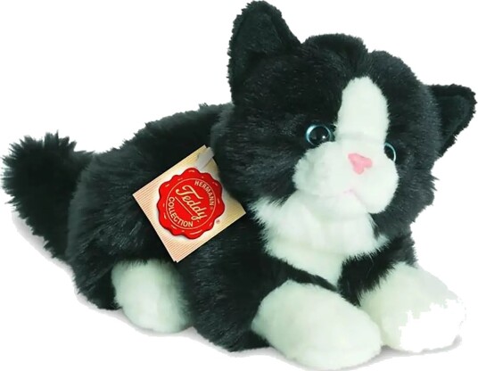 Teddy Hermann Lying Cat Black White 20 cm Black One Size Teddy Hermann Lying Cat Black White 20 cm Black One Size