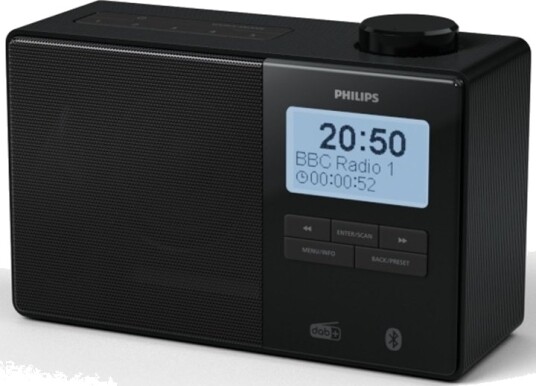 Philips TAR5600 DAB+/FM Bluetooth Klokkeradio med 10 W Stereolyd Svart Philips TAR5600 DAB+/FM Bluetooth Klokkeradio med 10 W Stereolyd Svart