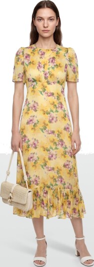 by Ti Mo Satin Midi Dress Yellow XS