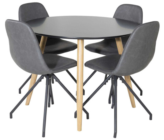 Venture Design Plaza & Polar spisegruppe Svart/svart 4 st stoler & bord 100 cm