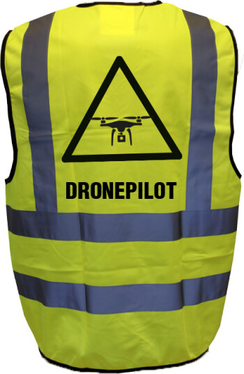 Refleksvest dronepilot Gul farge Str. L