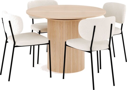 Kopparbo Spisegruppe 106 cm Forlengbar med 4 Gemmiano Spisestoler - Whitewash