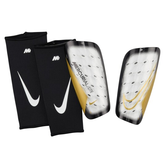 Nike Mercurial Lite Guard, leggskinn, unisex White/black/mtlc Gol