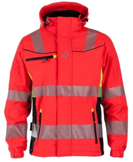 BS Gjøvik Softshelljakke, HiVis kl.3 Unisex, Str. XL, Rød/Sort BS Gjøvik Softshelljakke, HiVis kl.3 Unisex, Str. XL, Rød/Sort