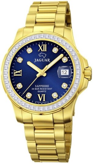 Jaguar Dameklokke J895/3 Executive Blå/Gulltonet stål Ø34.5 mm