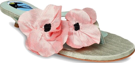 Sleeper Poppies Silk Kitten Heel Mules - MINT - 37