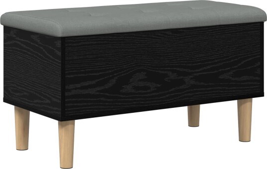 vidaXL Oppbevaringsbenk med pute Svart eik 82 x 42 x 46 cm vidaXL Oppbevaringsbenk med pute Svart eik 82 x 42 x 46 cm