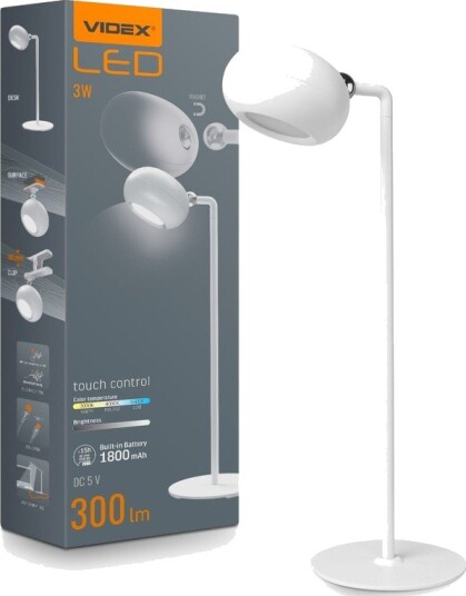 3W oppladbar LED skrivebordslampe   300lm 3 trinns dimbar CCT USB C inkl. magnetisk fot   Dimbar : 3 trinns Kulør : Nøytral