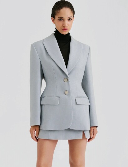 Malina Ella Tailored Peplum Blazer   Blue   XS