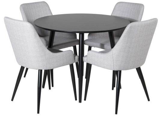 Venture Design Plaza & Plaza spisegruppe Svart/grå 4 st stoler & bord 100 cm