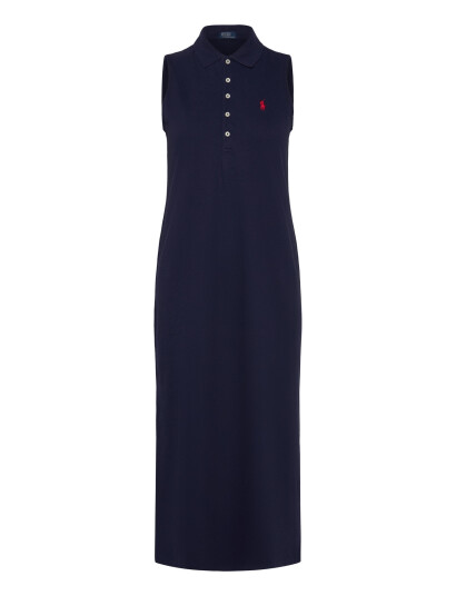 Polo Ralph Lauren Stretch-Cotton Sleeveless Polo Dress - Navy - S