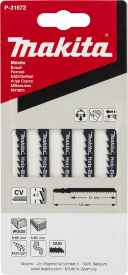 Makita P-31572 Stikksagblad - 75mm, 6 TPI - 5 stk