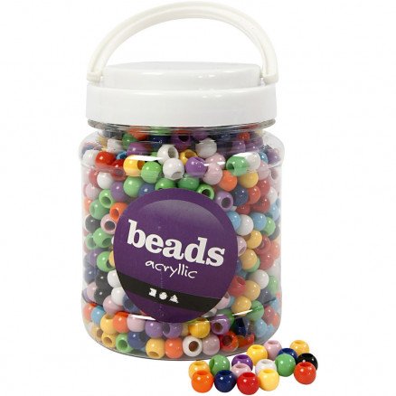 Diverse Kongo-perler diam 10 mm hullstørrelse 4,5 mm ass farger 430 g 700 ml ca 1135 stk