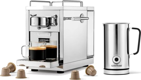 Sjöstrand coffee Sjöstrand The Original 2 Kapselmaskin i stål + melkeskummer