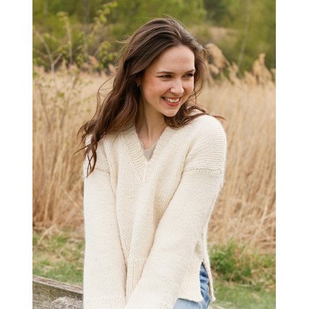 Country Cream by DROPS Design Genser Strikkeoppskrift str S XXXL