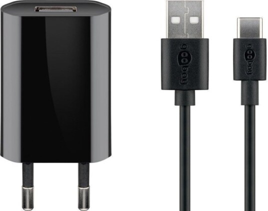 Goobay USB-C 5W lader med 1m kabel - Svart