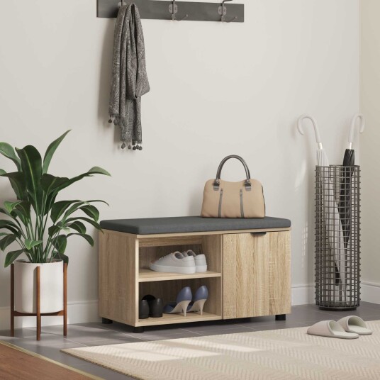 vidaXL Gangbenk Sonoma eik 80 x 38 x 46 cm Konstruert treverk og stoff