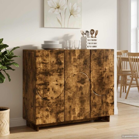 vidaXL Skjenk Røkt Eik 85,5 x 31 x 75 cm Konstruert tre