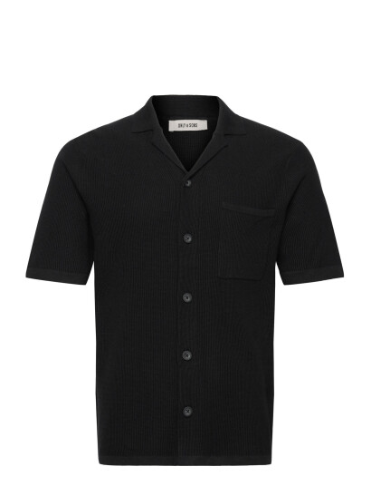 ONLY & SONS Onstony Reg 12 Ss Waffle Shirt Knit - Black - XS ONLY & SONS Onstony Reg 12 Ss Waffle Shirt Knit - Black - XS