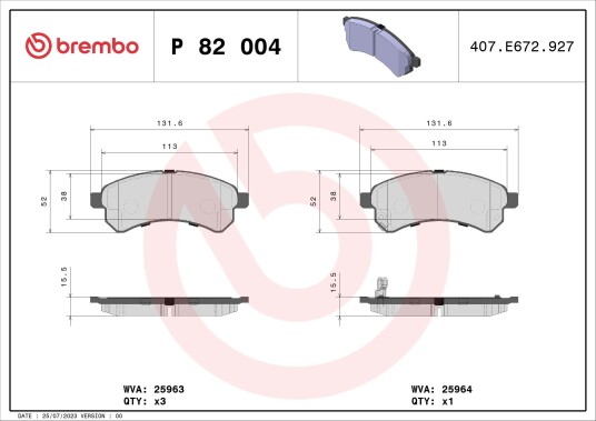 Bremseklosser BREMBO P 82 004 Bremseklosser BREMBO P 82 004