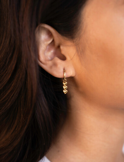 My Jewellery Earring Three Hearts   Gold   ONE SIZE