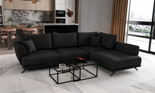 Larde sofa med Sjeselong Høyre Svart Larde sofa med Sjeselong Høyre Svart