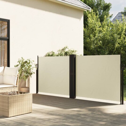 Uttrekkbar sidemarkise 120x600 cm kremhvit 4004595