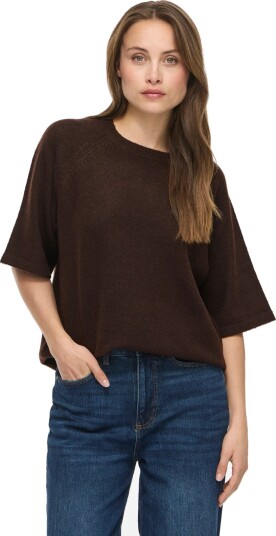 Vila Viliga 2/4 O Neck Knit Top Noos Brown XL