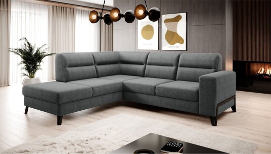 Anglika Sofa m. Sjeselong 4 seters   Grå