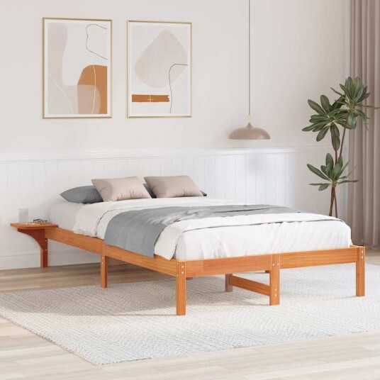 Sengeramme med nattbord Brun Voksbrun Sengeramme med nattbord Brun Voksbrun