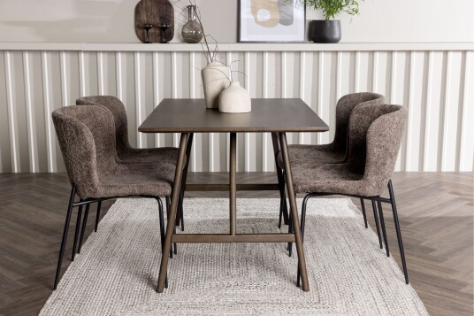Venture Home Kaseidon Spisegruppe 120 cm Rektangulær med 4 Modesto Stoler Mørkebrun