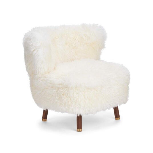 Natures Collection Emil Lounge Chair Langhåret Hvit Valnøtt m. messing