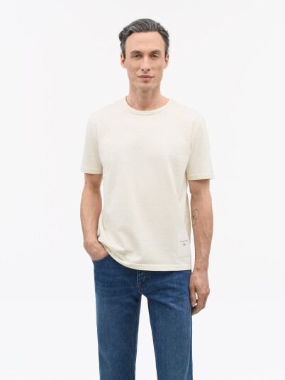 Tiger of Sweden Jake Heavy Crew Neck T Shirt Light Ivory