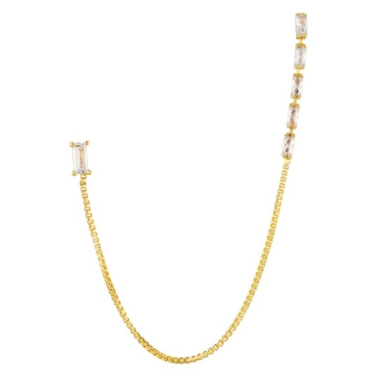 Orelia Baguette Fine Chain Link Earring