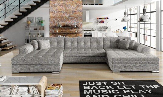 Hjørnesofa Eltap Vento 359x165x78 cm Berlin 01 Grå Symmetrisk