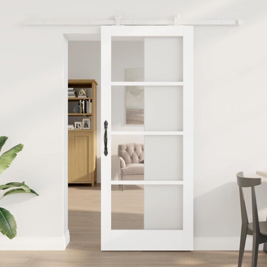vidaXL Glidedør med Utstyr "ORKDAL"Hvit Solid Tre & Glass