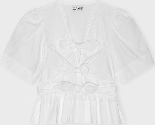 Ganni, Dame, Bluser & Skjorter, Hvit, S,