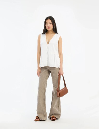 ROTATE Birger Christensen Flared Highwaisted Jeans Brown 32