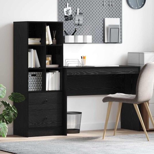  Skrivebord med lagring 2 pcs Svart eik 100 x 40 x 76 cm