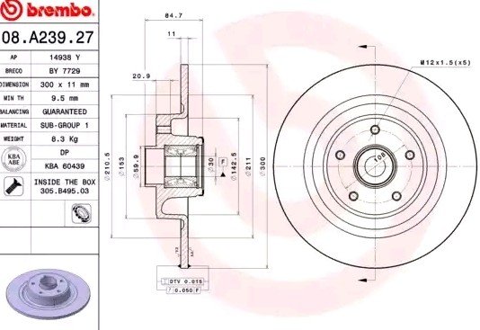 Bremseskive BREMBO 08.A239.27