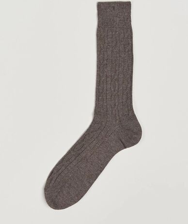 Bresciani Link Ribbed Wool Socks Taupe Bresciani Link Ribbed Wool Socks Taupe