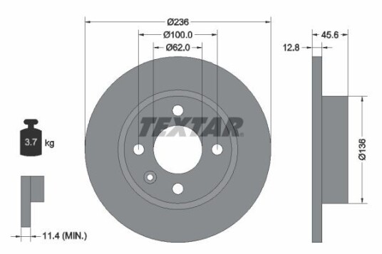 Bremseskive TEXTAR 92090200 Bremseskive TEXTAR 92090200