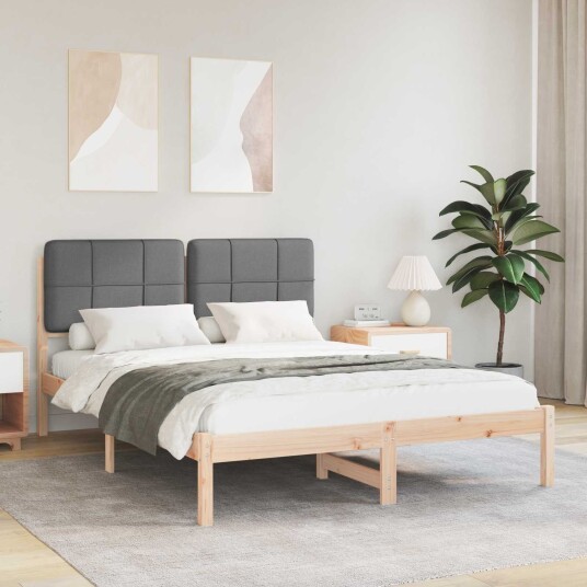 Sengeramme med Polstret Hodegjerde Mørkegrå 140 x 200 cm