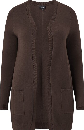 Zizzi Kardigan mCarrie L/S Long Cardigan Brun