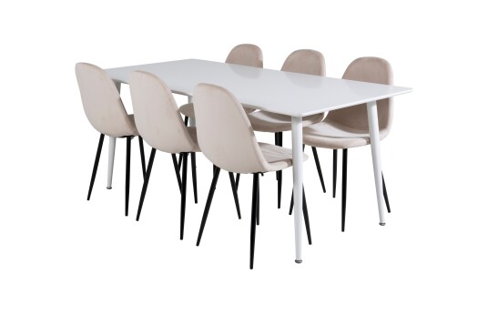 Venture Home Polar Spisegruppe 180 cm Rektangulær med 6 Polar Stoler Beige