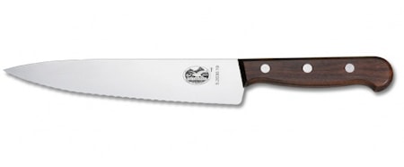 Kokkekniv bølgetannet 25 cm rosentre