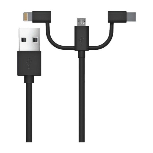 JUST W 3IN1 USB-USBC/LIGHT/MUSB 2M BK