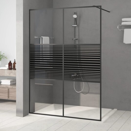 Dusjvegg svart 140x195 cm klart ESG-glass