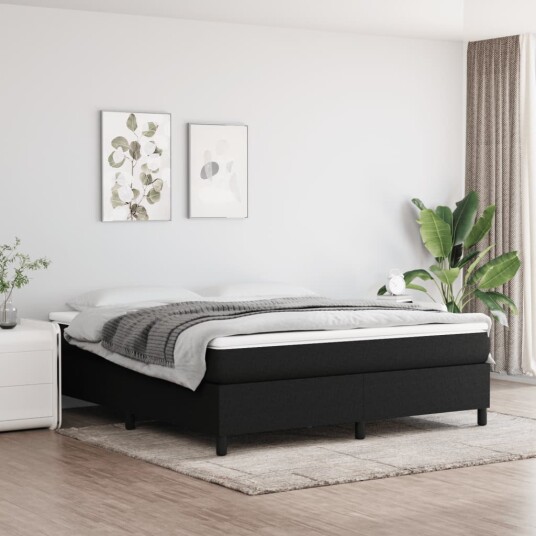 vidaXL Sengeramme boksfjær svart 180x200 cm 6FT Super King stoff