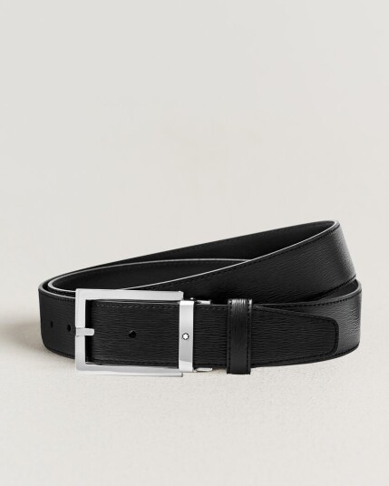 Montblanc Rectangular 35mm Leather Belt Black Montblanc Rectangular 35mm Leather Belt Black